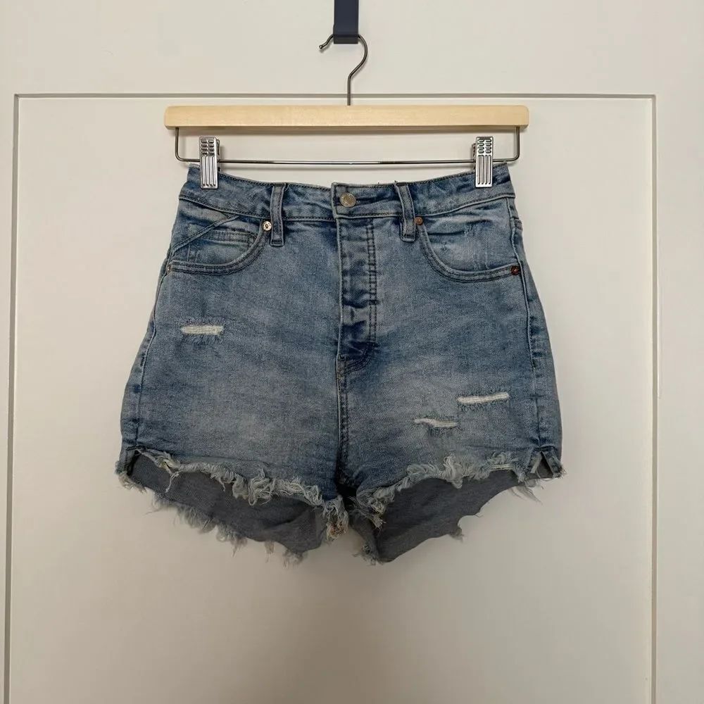 We The Free People Curvy Jean Shorts Womens 26 High Rise Button Fly Denim Cutoff